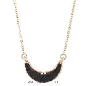 NWT Jane Marie Druzy Bib Gold Necklace, Black
